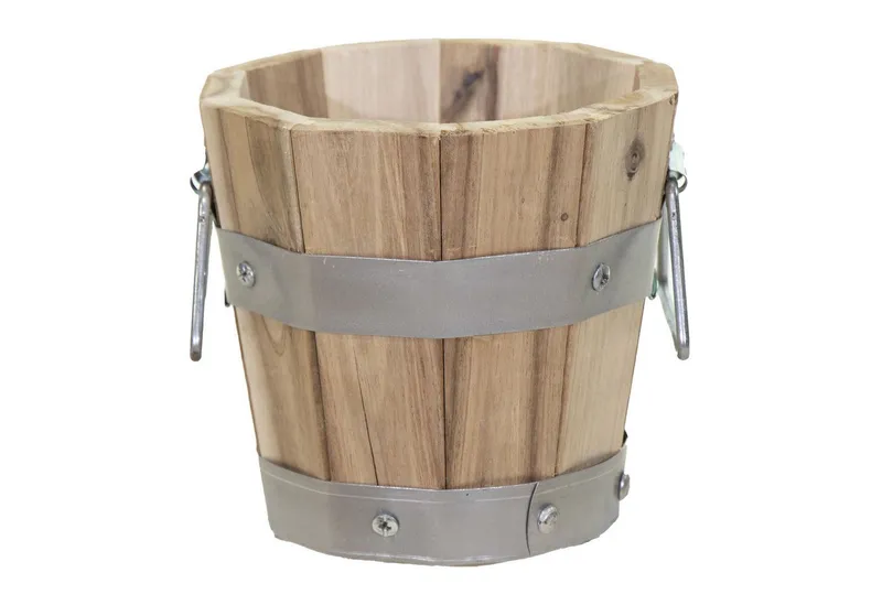 colourliving Pflanzkübel Pflanztopf rund mit Griffen, FSC Akazienholz, Blumenkästen aus Holz, integriertes Entwässerungsloch, metallverstärkte Konstruktion – Produktbild 2 von 5