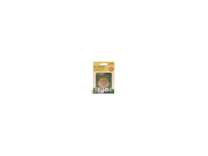Grünspecht Grünspecht Beißring und Greifling aus Holz und Naturkautschuk Schildkröte Maße 11,3 x 9,2 cm, Natur, grün, – Produktbild 2 von 2