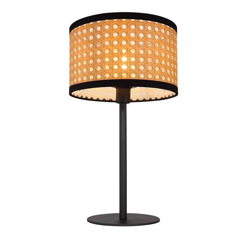 GLOBO LIGHTING Tischleuchte, Leuchtmittel nicht inklusive, Tischlampe Schreibtischleuchte Metall schwarz Bambus-Optik E14 D 23 cm, Schwarz, – Produktbild 2 von 5