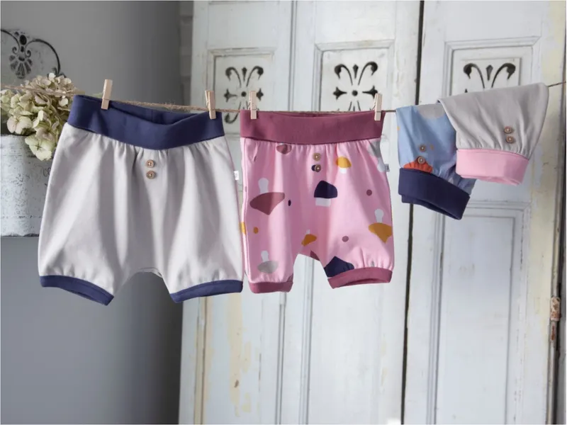 HANS NATUR Pumphose Baby kurz Bio-Baumwolle Pilzparty rosa Gr.62/68, Rosa, – Produktbild 2 von 2