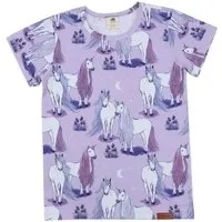 Walkiddy Kinder T-Shirt GOTS zertifiziert Bio-Baumwolle Lila Einhorn-Print „Unicornland“ 95/5 Elasthan Kurzarm – Walkiddy – Produktbild 1 von 1