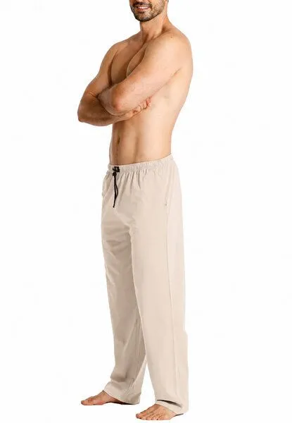 Haasis Bodywear Haasis Bodywear Herren Pyjamahose lang mit Seitentaschen, Single Jersey, reine Baumwolle, Sandgrau, – Produktbild 3 von 3