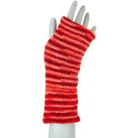 short'n'pietz short'n'pietz Schurwollhandstulpen gestreift, handgestrickt, Bordeaux rot, – Produktbild 1 von 1