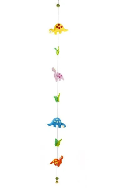 short'n'pietz short'n'pietz Langes Mobile mit bunten Dinosauriern, handgefilzt – Produktbild 1 von 4