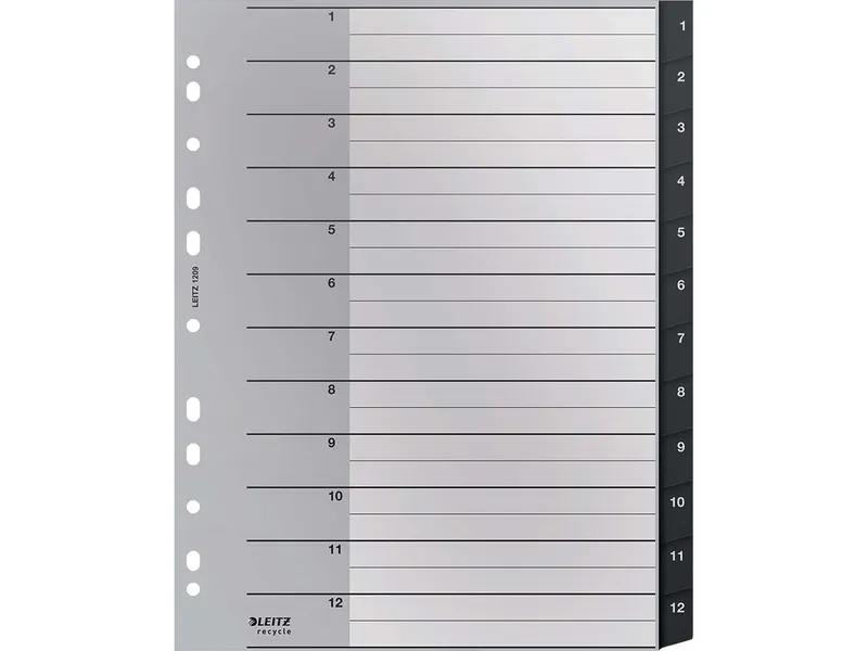 Leitz Leitz Recycle Register, PP, extrabreit, 1-12 – Produktbild 2 von 3