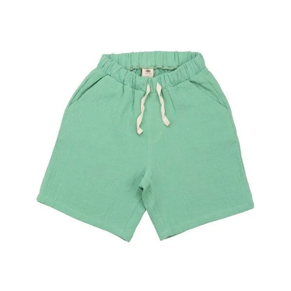 Walkiddy Kinder Shorts GOTS zertifiziert – Grün, Bund mit Kordel, weich & bequem | von Walkiddy, Grün, – Produktbild 1 von 3