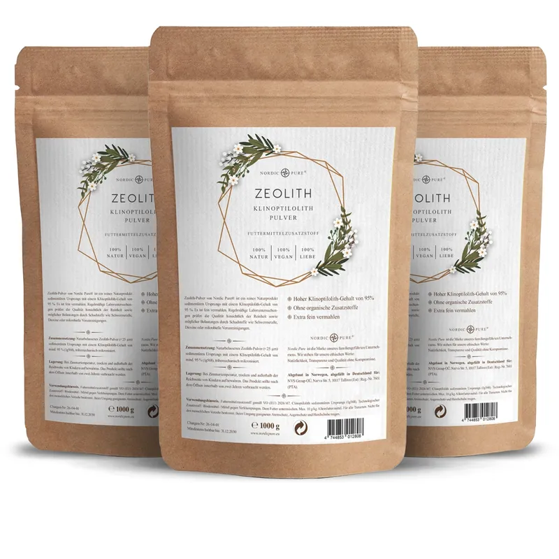 Nordic Pure Nordic Pure Zeolith Pulver (95% Klinoptilolith-Anteil), extra fein 2x1000 g – Produktbild 2 von 2