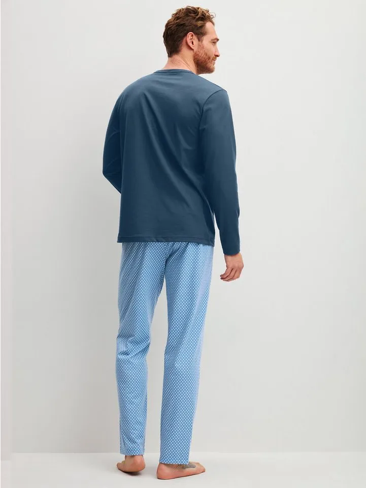 CALIDA CALIDA Pyjama Cotton Special Herren (2 tlg) weich, leicht und bequem, Blau, – Produktbild 4 von 4