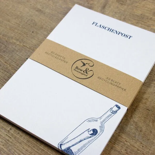Bow & Hummingbird Bow & Hummingbird Maritimer Notizblock Flaschenpost aus Recyclingpapier – Produktbild 2 von 2