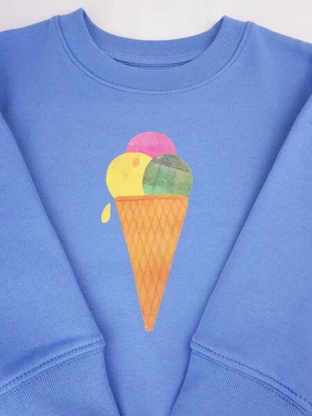 MelaDi Meladi Kinder Sweater aus Biobaumwolle - Eiscreme auf Aqua Blue, Aqua blue, – Produktbild 5 von 5