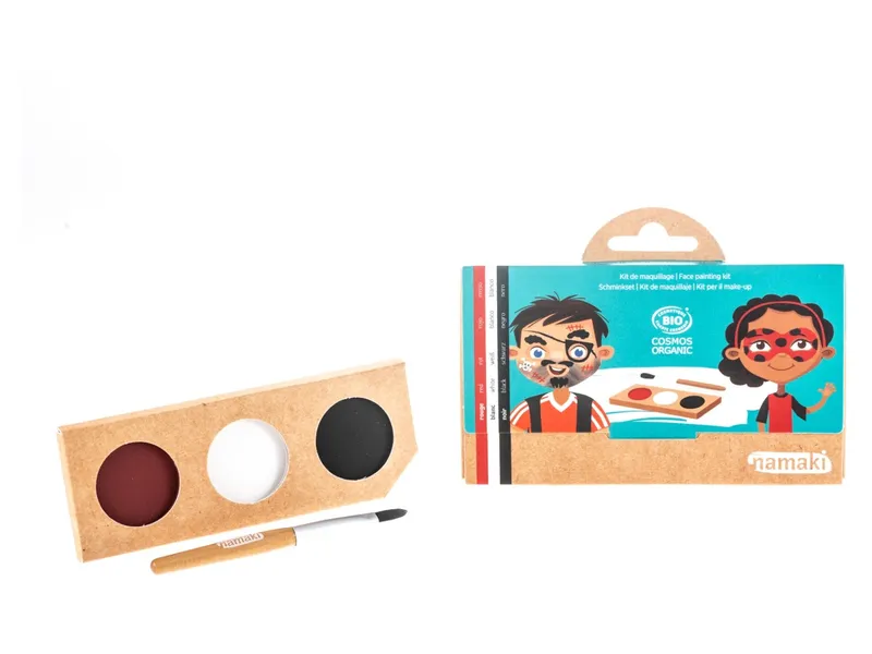 Namaki Kinder Bio Schminkset "Pirat und Marienkäfer" Farben: rot, weiß und schwarz, Mehrfarbig, – Produktbild 1 von 2