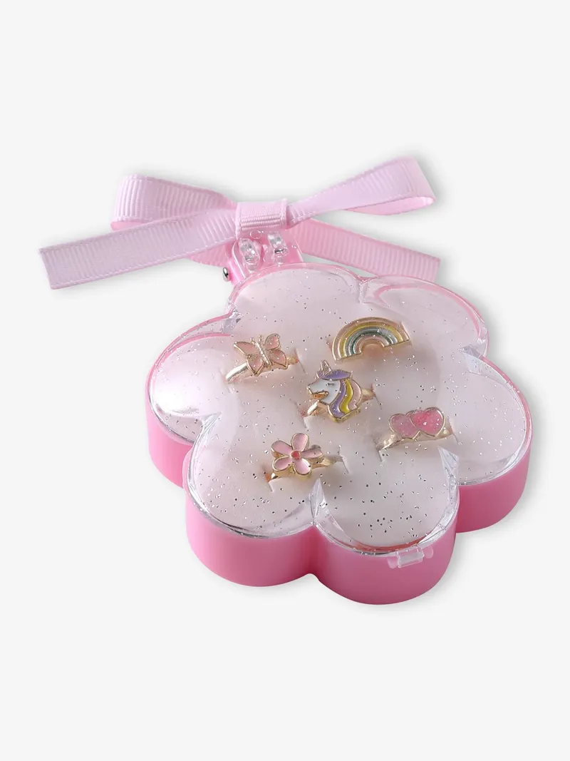 Vertbaudet 5er-Set Ringe mit Einhorn, Hellrosa, – Produktbild 2 von 4