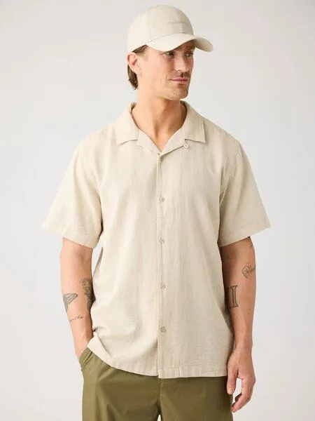 KnowledgeCotton Apparel KnowledgeCotton Apparel Lockeres Kurzarmhemd aus Bio-Baumwolle, Grün-twill, – Produktbild 1 von 4