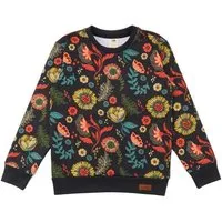 Walkiddy Kinder Sweatshirt GOTS zertifiziert Bio-Baumwolle Anthrazit Blumen-Allover-Print Rundhals – Walkiddy – Produktbild 1 von 1