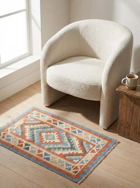 Rugtales Kelim Gashgai Beige „Rugtales“ aus Schurwolle, 81x123 cm, Beige, – Produktbild 1 von 4