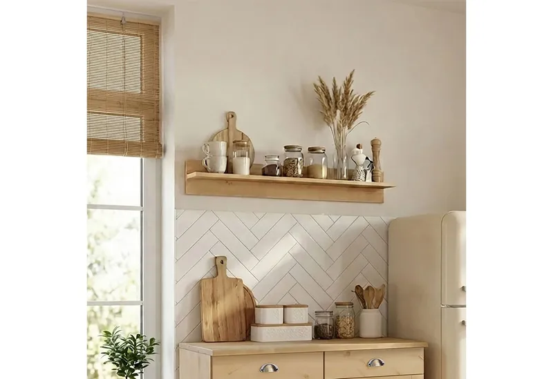 Home affaire Wandboard Oslo, 100 cm breit, aus massiver Kiefer, Beige, – Produktbild 1 von 5