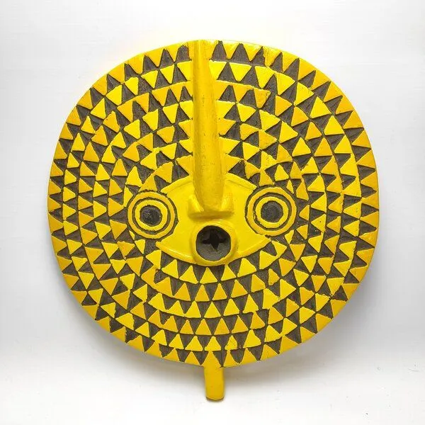 Moogoo Creative Africa Moogoo Creative Africa Sonnenmaske "Masque solaire" aus Burkina Faso | Wanddekoration | verschiedene Größen und Farben | Unikate, Gelb, – Produktbild 1 von 1