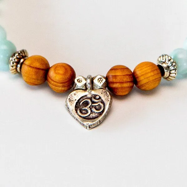 Divasya Divasya Armband "OM Love" aus echten Natursteinen & Sandelholz mit 925 Silber, Mint, – Produktbild 3 von 3