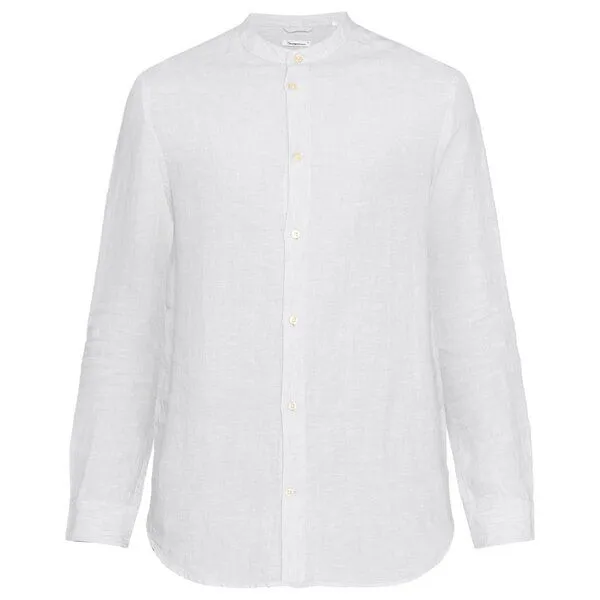 KnowledgeCotton Apparel KnowledgeCotton Apparel Langarm-Hemd Costum Fit Linen, Bright white, – Produktbild 1 von 4