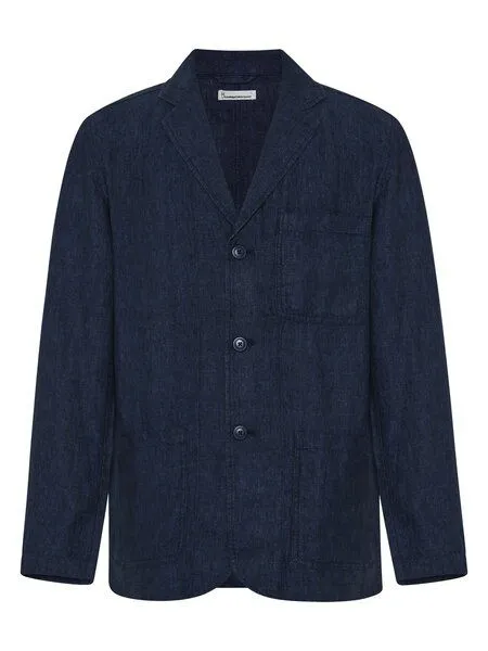 KnowledgeCotton Apparel KnowledgeCotton Apparel Lockerer Blazer aus Bio-Leinen, Blau-yarndyed, – Produktbild 1 von 4