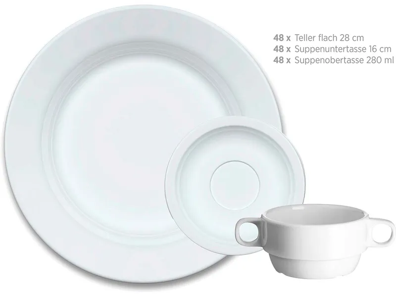 Mäser Mäser Geschirrset 144-tlg. "Marina" Porzellan, Weiß, – Produktbild 1 von 1