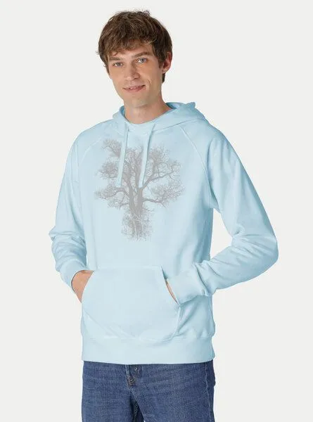 Peaces.bio - handbedruckte Biomode Peaces.bio - handbedruckte Biomode Bio-Herren-Kapuzensweater Chestnut, Hellblau, – Produktbild 1 von 4
