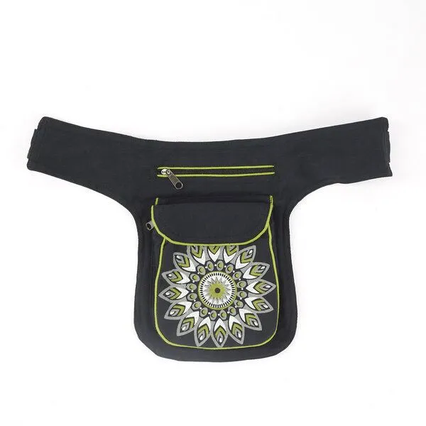 short'n'pietz short'n'pietz handgenähte Gürteltasche mit verstellbarem Gürtel, Schwarz grün, – Produktbild 2 von 6