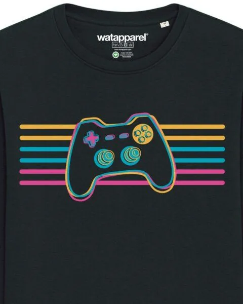 watapparel watapparel Sweatshirt Unisex Retro Joystick, Black, – Produktbild 3 von 3