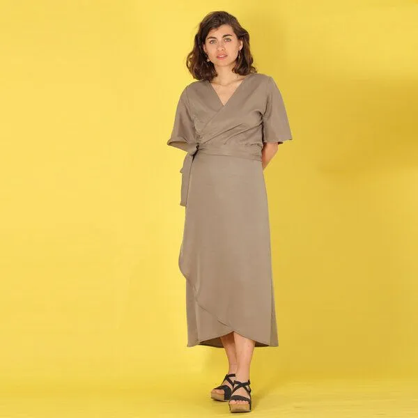 ManduTrap ManduTrap Langes Tencel Wickelkleid "Luma" in violett oder grau-olive, Grau, – Produktbild 1 von 4