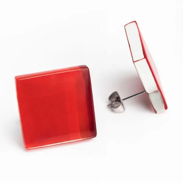 ALEXASCHA ALEXASCHA Auffällige Statement Ohrringe aus Glas | PUREFORM, Kirschrot, – Produktbild 1 von 4