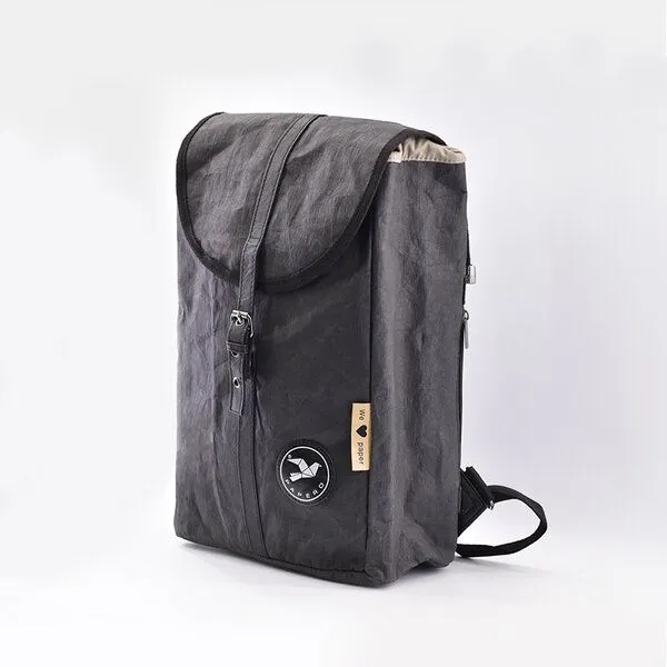 PAPERO PAPERO Rucksack aus Papier Damen Herren, Schwarz, – Produktbild 1 von 3