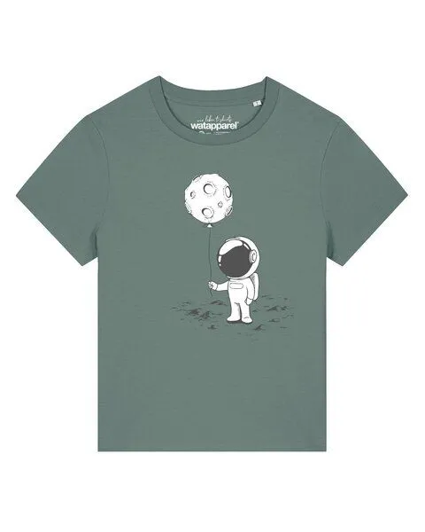 watapparel watapparel T-Shirt Frauen Kleiner Astronaut mit Luftballon, Green bay, – Produktbild 1 von 2