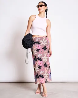 JAN N JUNE JAN 'N JUNE Damen vegan Maxirock Mesh Smuk Wild Bloom – Produktbild 1 von 1