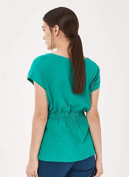 ORGANICATION ORGANICATION T-Shirt aus Bio-Baumwolle mit Leinen, Emerald, – Produktbild 4 von 4