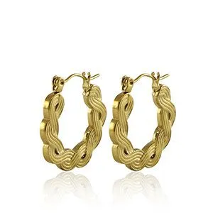 ELEKTROPULLI Creolen mit Zopfmuster in 22mm von Elektropulli, Gold, – Produktbild 1 von 1
