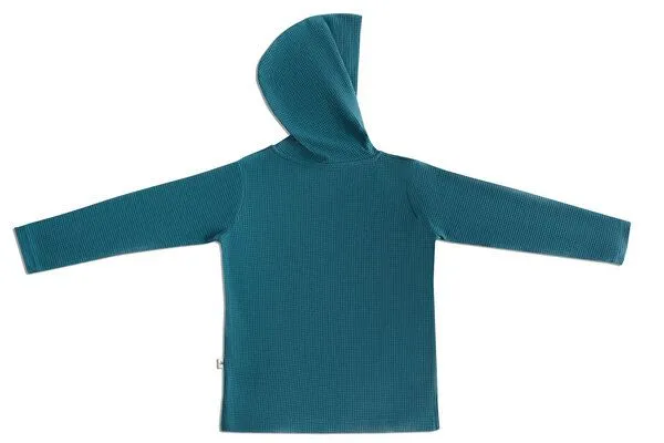 Leela Cotton Baby Kinder Kapuzenshirt Bio-Baumwolle Waffel Strick Langarmshirt 2058 Leela Cotton, Tanne, – Produktbild 3 von 3