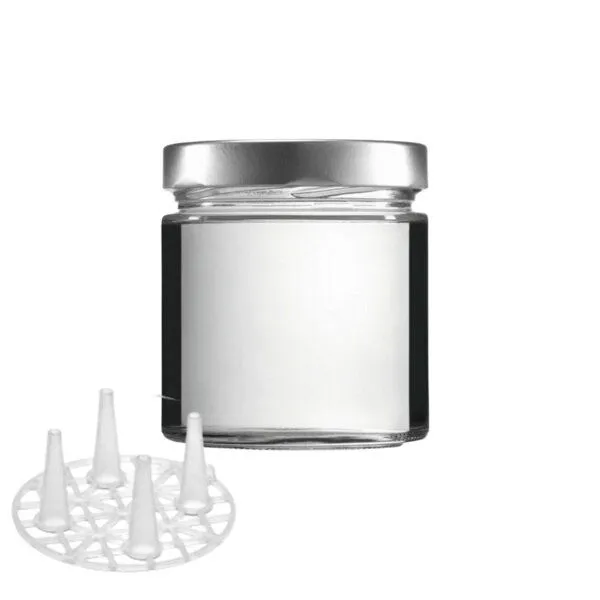 mikken mikken Fermentier Set - 4 Fermentiergläser 410 ml mit Fermentier Gitter, Holzstößel und Deckel (PVC-frei) – Produktbild 3 von 4