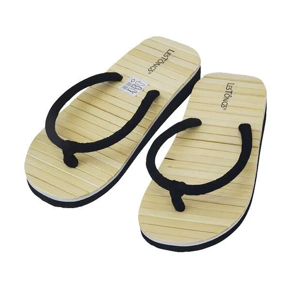 Les Tôngs Les Tôngs BAMBOO-U Zimtlatschen vegane Flip-Flops mit Zimtsohle, Schwarz, – Produktbild 1 von 4