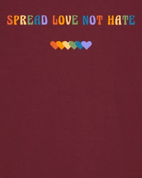 watapparel watapparel T-Shirt Unisex Spread Love not Hate, Burgundy, – Produktbild 3 von 3