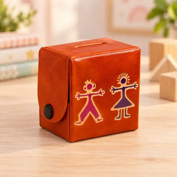 Janselo Harmony Kinder-Spardose aus Shanti-Leder in Orange – Produktbild 2 von 4
