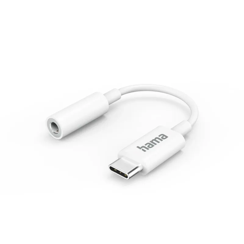 Hama Hama Aux-Adapter USB-C – 3,5-mm-Klinke-Buchse, Weiß, – Produktbild 1 von 2