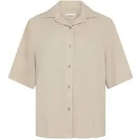 KnowledgeCotton Apparel KnowledgeCotton Apparel Lockere Kurzarmbluse aus Ecovero und Bio-Leinen, Beige-light-feather-gray, – Produktbild 1 von 1