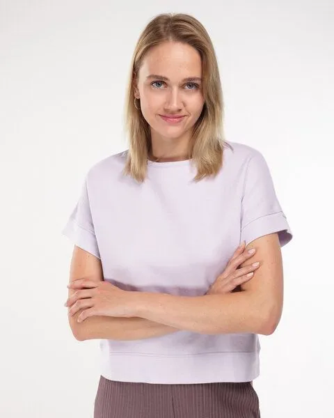 Alma & Lovis Alma & Lovis Kurzarmsweat aus Bio-Baumwolle | Cosy Shirt, Lilac (lila), – Produktbild 1 von 4