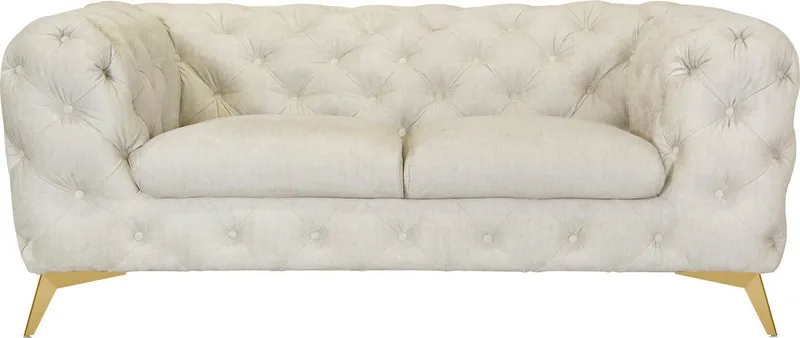 Home affaire Chesterfield-Sofa Glynis, aufwändige Knopfheftung, moderne Chesterfield Optik, Fußfarbe wählbar, Beige, – Produktbild 6 von 8