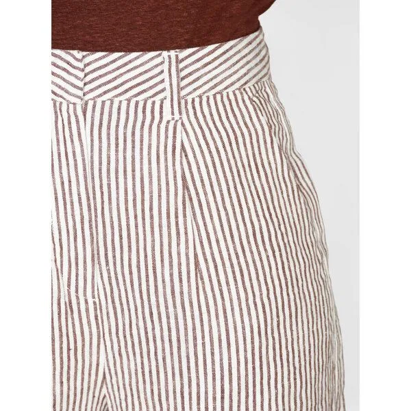 KnowledgeCotton Apparel KnowledgeCotton Apparel Weite High-Waist Shorts STRIPED POSEY aus Bio-Leinen, Braun (brown stripe), – Produktbild 4 von 4