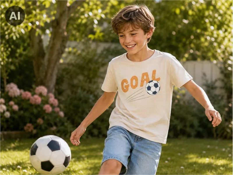 People Wear Organic People Wear Organic Kurzarm-Shirt sand Gr. 122/128, Natur, – Produktbild 3 von 3