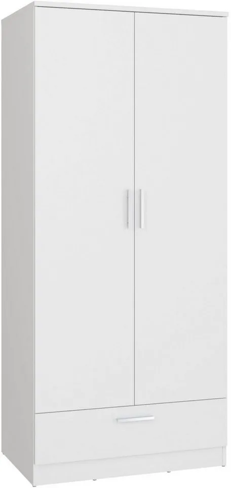 FORTE Kleiderschrank Drehtürenschrank, Schublade, viel Stauraum B/H/T 79,9/181/52,7, Schublade, Stauraum, FSC, Weiß, – Produktbild 2 von 5