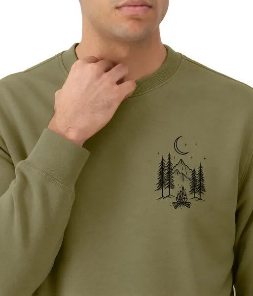 Spreecult Spreecult kleines Lagerfeuer- Unisex Sweatshirt - Bio und Fair - Natur Nacht Berge, Khaki, – Produktbild 2 von 4