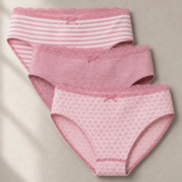 comazo|earth comazo|earth Fairtrade Mädchen Slip 3er Pack | GOTS zertifiziert, Rosa-melange mix, – Produktbild 1 von 4