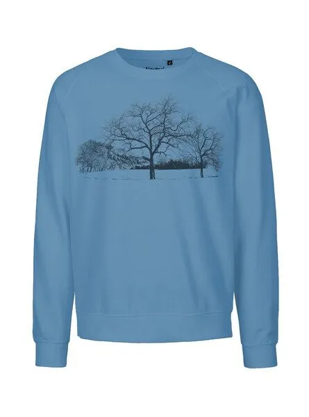 Peaces.bio - handbedruckte Biomode Peaces.bio - handbedruckte Biomode Sweatshirt Landscape Unisex, Blaugrau, – Produktbild 1 von 2